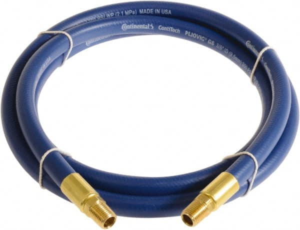 Continental ContiTech - 1/2" ID x 0.78" OD 3' Long Multipurpose Air Hose - MNPT x MNPT Ends, 300 Working psi, -10 to 158°F, 1/2" Fitting, Blue - Makers Industrial Supply