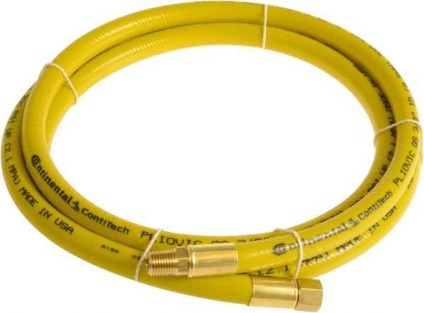 Continental ContiTech - 3/8" ID x 0.6" OD 15' Long Multipurpose Air Hose - MNPT x FNPT Ends, 300 Working psi, -10 to 158°F, 1/4" Fitting, Yellow - Makers Industrial Supply