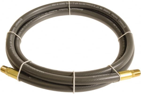 Continental ContiTech - 3/8" ID x 0.6" OD 3' Long Multipurpose Air Hose - MNPT x MNPT Ends, 300 Working psi, -10 to 158°F, 1/4" Fitting, Gray - Makers Industrial Supply