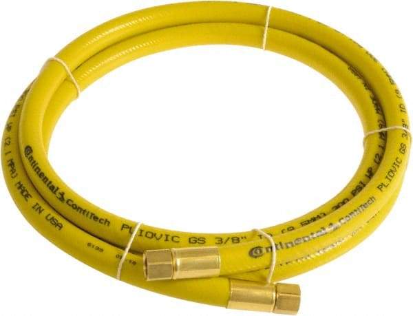 Continental ContiTech - 3/8" ID x 0.6" OD 50' Long Multipurpose Air Hose - FNPT x FNPT Ends, 300 Working psi, -10 to 158°F, 1/4" Fitting, Yellow - Makers Industrial Supply