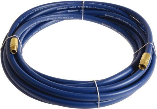 Continental ContiTech - 1/4" ID x 0.45" OD 100' Long Multipurpose Air Hose - MNPT x FNPT Ends, 300 Working psi, -10 to 158°F, 1/4" Fitting, Blue - Makers Industrial Supply