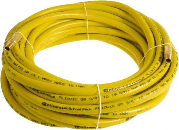 Continental ContiTech - 1/4" ID x 0.45" OD 25' Long Multipurpose Air Hose - MNPT x MNPT Ends, 300 Working psi, -10 to 158°F, 1/4" Fitting, Yellow - Makers Industrial Supply