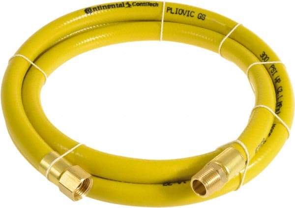 Continental ContiTech - 1/4" ID x 0.45" OD 15' Long Multipurpose Air Hose - MNPT x FNPT Ends, 300 Working psi, -10 to 158°F, 1/4" Fitting, Yellow - Makers Industrial Supply