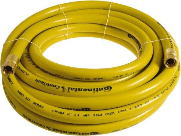 Continental ContiTech - 3/4" ID x 1.11" OD 20' Long Multipurpose Air Hose - FNPT x FNPT Ends, 250 Working psi, -10 to 158°F, 3/4" Fitting, Yellow - Makers Industrial Supply