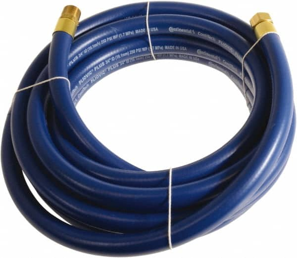 Continental ContiTech - 3/4" ID x 1.11" OD 100' Long Multipurpose Air Hose - MNPT x FNPT Ends, 250 Working psi, -10 to 158°F, 3/4" Fitting, Blue - Makers Industrial Supply