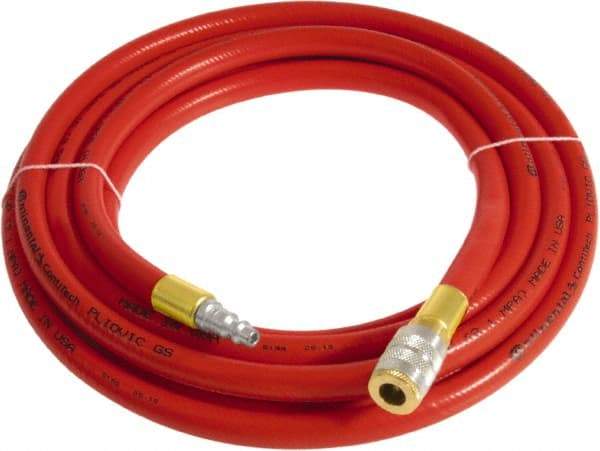 Continental ContiTech - 3/4" ID x 1.11" OD 5' Long Multipurpose Air Hose - Industrial Interchange Safety Coupler x Male Plug Ends, 250 Working psi, -10 to 158°F, 3/4" Fitting, Red - Makers Industrial Supply