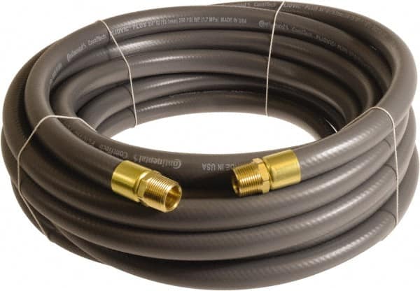 Continental ContiTech - 1" ID x 1.38" OD 50' Long Multipurpose Air Hose - MNPT x MNPT Ends, 250 Working psi, -10 to 158°F, 1" Fitting, Gray - Makers Industrial Supply