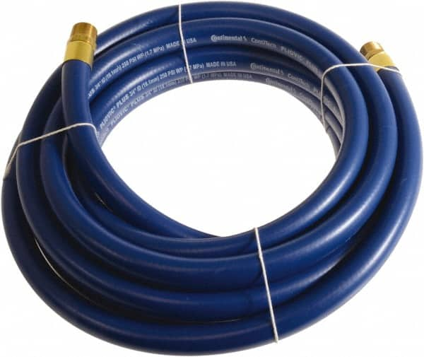 Continental ContiTech - 3/4" ID x 1.11" OD 20' Long Multipurpose Air Hose - MNPT x MNPT Ends, 250 Working psi, -10 to 158°F, 3/4" Fitting, Blue - Makers Industrial Supply