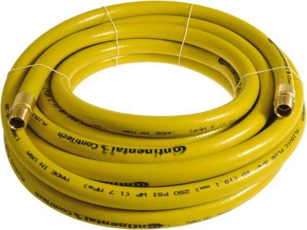 Continental ContiTech - 1" ID x 1.38" OD 15' Long Multipurpose Air Hose - MNPT x MNPT Ends, 250 Working psi, -10 to 158°F, 1" Fitting, Yellow - Makers Industrial Supply