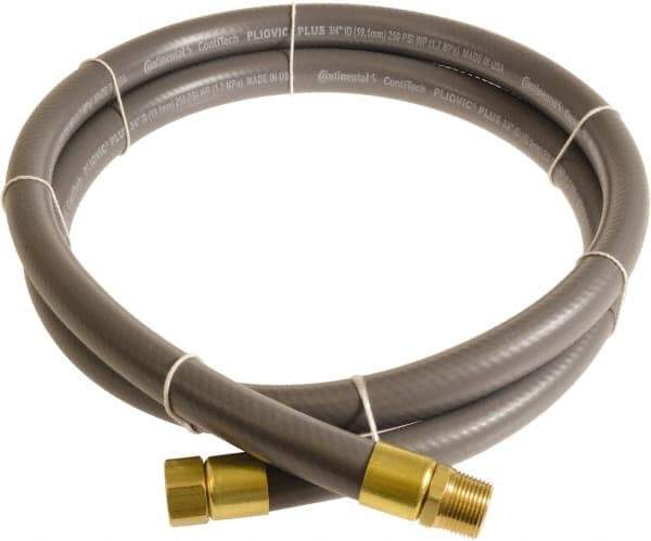 Continental ContiTech - 3/4" ID x 1.11" OD 3' Long Multipurpose Air Hose - MNPT x FNPT Ends, 250 Working psi, -10 to 158°F, 3/4" Fitting, Gray - Makers Industrial Supply