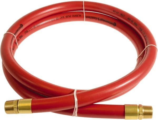 Continental ContiTech - 3/4" ID x 1.11" OD 5' Long Multipurpose Air Hose - MNPT x MNPT Ends, 250 Working psi, -10 to 158°F, 3/4" Fitting, Red - Makers Industrial Supply