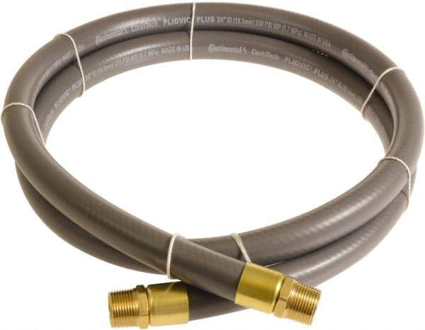 Continental ContiTech - 3/4" ID x 1.11" OD 10' Long Multipurpose Air Hose - MNPT x MNPT Ends, 250 Working psi, -10 to 158°F, 3/4" Fitting, Gray - Makers Industrial Supply