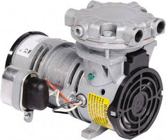 Gast - 1/6 hp, 0.8 CFM, 100 Max psi Piston Vacuum & Compressor Pump - 26 Hg/In, 110/115-1 Volt, 7.98" Long x 5.71" Wide x 5.97" High - Makers Industrial Supply