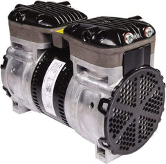 Gast - 1/2 hp, 4.8 CFM, 125 Max psi Piston Vacuum & Compressor Pump - 29.5 Hg/In, 115 to 240/60 & 110 to 240/50 Volt, 9.53" Long x 5" Wide x 7.08" High - Makers Industrial Supply