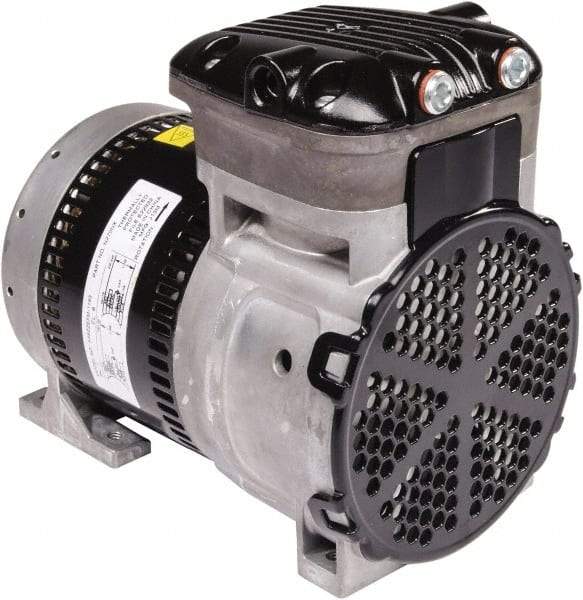 Gast - 1/4 hp, 4.8 CFM, 125 Max psi Piston Vacuum & Compressor Pump - 29.5 Hg/In, 100 to 240/50 to 60 Volt, 7.71" Long x 5" Wide x 7.08" High - Makers Industrial Supply