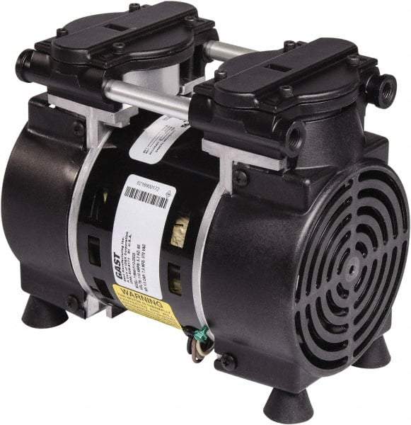 Gast - 3/4 hp, 4.5 CFM, 100 Max psi Piston Vacuum & Compressor Pump - 27 Hg/In, 115/230-1 Volt, 11" Long x 5" Wide x 8.29" High - Makers Industrial Supply