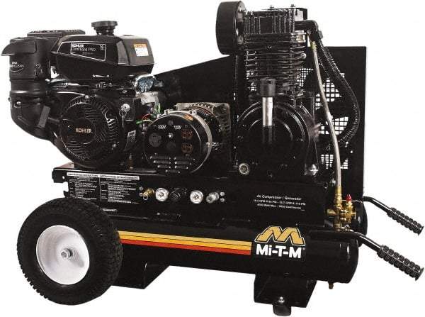 MI-T-M - 14 hp, 15.7 CFM, 175 Max psi, Air Compressor/Generator Combo Unit Portable Fuel Air Compressor - Kohler CH440 OHV Engine, 16.4 CFM - Makers Industrial Supply