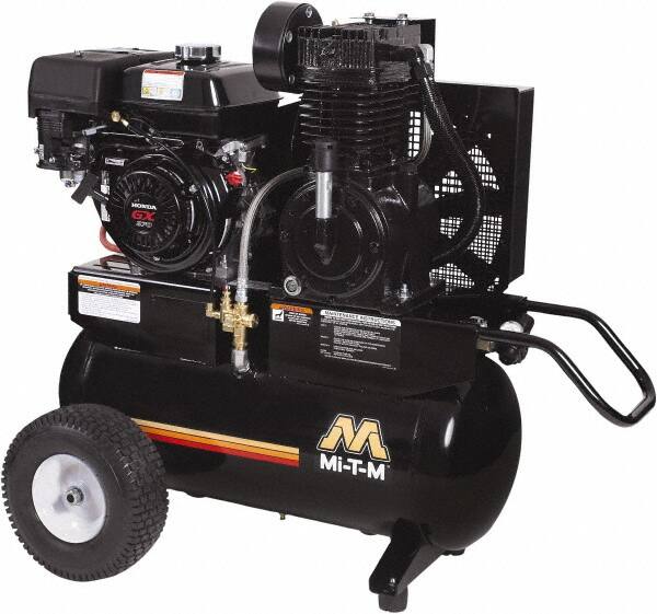 MI-T-M - 9.0 hp, 17.2 CFM, 175 Max psi, Two Stage Portable Fuel Air Compressor - Honda GX270 OHV Engine - Makers Industrial Supply