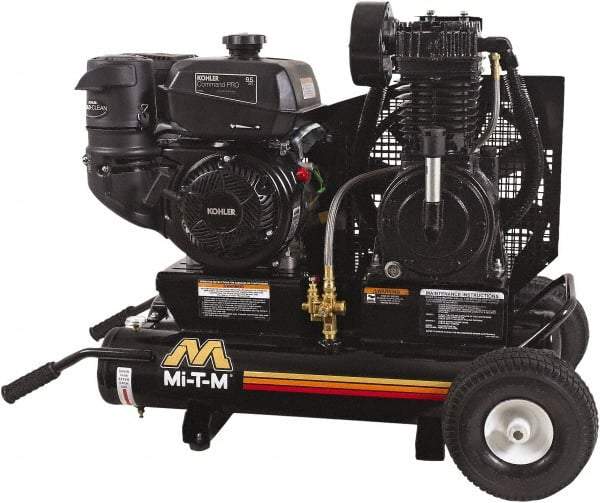 MI-T-M - 9.59 hp, 17.2 CFM, 175 Max psi, Two Stage Portable Fuel Air Compressor - Kohler CH395 OHV Engine - Makers Industrial Supply