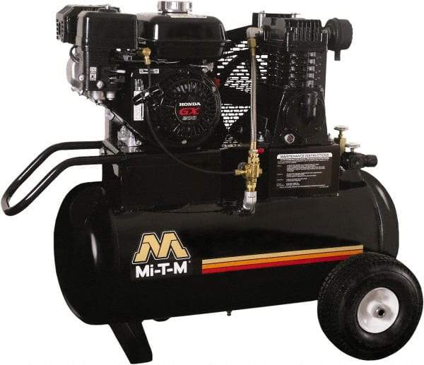 MI-T-M - 6.5 hp, 13.9 CFM, 90 Max psi, Single Stage Portable Fuel Air Compressor - Honda GX200 OHV Engine - Makers Industrial Supply