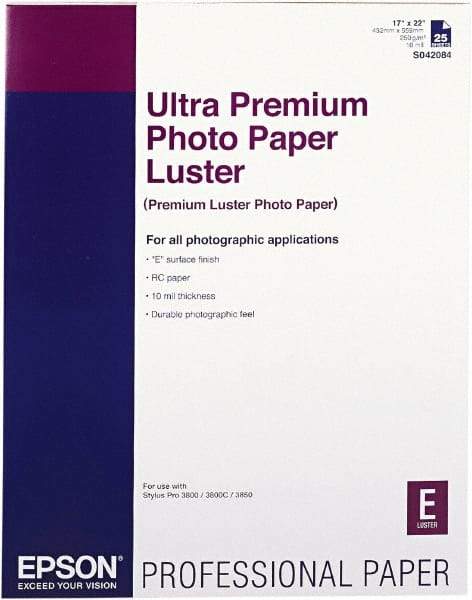 Epson - 17" x 22" White Photo Paper - Use with Inkjet Printers - Makers Industrial Supply