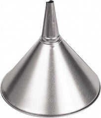 Funnel King - 2 Qt Capacity Galvanized Steel Funnel - 8-3/8" Mouth OD, 1/2" Tip OD, 3-1/8" Straight Spout, Silver - Makers Industrial Supply