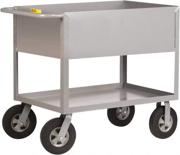 Little Giant - 1,200 Lb Capacity, 24" Wide x 42" Long x 36-1/2" High Deep Shelf Cart - 2 Shelf, Steel, 2 Rigid/2 Swivel Casters - Makers Industrial Supply