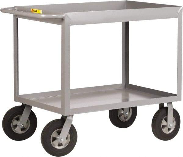 Little Giant - 1,200 Lb Capacity, 30" Wide x 66" Long x 36-1/2" High Deep Shelf Cart - 2 Shelf, Steel, 2 Rigid/2 Swivel Casters - Makers Industrial Supply