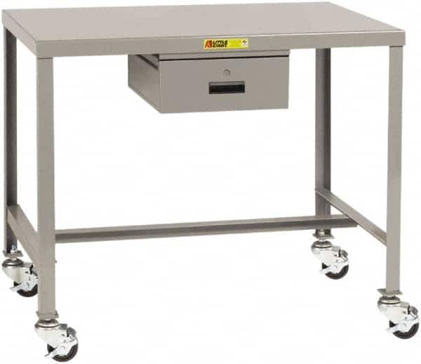 Little Giant - Mobile Machine Table - Steel, Fixed Leg, Gray, 48" Long x 24" Deep x 24" High - Makers Industrial Supply