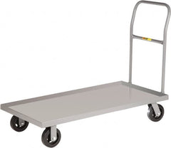 Little Giant - 1,600 Lb Capacity Steel Platform Truck - Steel Deck, 18" OAW, 32" Platform Length x 8-1/2" Platform Height, Mold-On Rubber Casters - Makers Industrial Supply