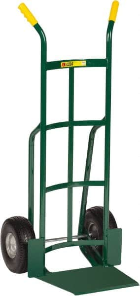 Little Giant - 600 Lb Capacity 49" OAH Hand Truck - 13-1/2 x 16" Base Plate, Dual Handle, Steel, Flat-Free Microcellular Foam Wheels - Makers Industrial Supply