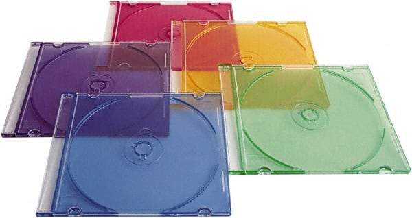 Verbatim - 1 Compartment, 4-7/8" Wide x 5-5/8" High x 1/4" Deep, CD/DVD Case - Polypropylene, Assorted Colors - Makers Industrial Supply