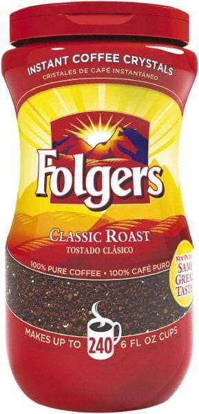 Folgers - Instant Coffee Crystals, Classic Roast, 16 oz Jar - Makers Industrial Supply