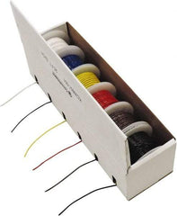 Made in USA - 22 AWG, 7 Strand, 100' OAL, Tinned Copper Hook Up Wire - Black, White, Red, Green, Blue & Yellow PVC Jacket - Makers Industrial Supply