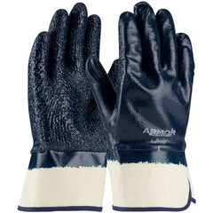 ‎56-3147/L Coated Supported Gloves - ArmorGrip - Terry Cloth Palm - HW Rough Full Coat Blue NitrileGrip - SC - Exact Industrial Supply