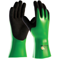 ‎56-630/L Coated Supported Gloves - MaxiChem - Nylon/Lycra Liner - Green/ Black Nitrile Blnd - Full Coat - 12 In. - Exact Industrial Supply