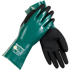 ‎56-633/S Gloves for Cut Protection - MaxiChem - EN3 Liner - Green/ Black Nitrile Blnd - Full Coat - 12 In. - Exact Industrial Supply