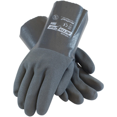 ‎56-AG586/XS Coated Supported Gloves - ActivGrip Supported -  15G Cotton -  Gray Nitrile w/ MicroFinish -  12″L