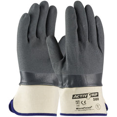 ‎56-AG588/S Coated Supported Gloves - ActivGrip Supported - 15G Cotton - Gray Nitrile MicroFinish - Safe Cuff - Exact Industrial Supply