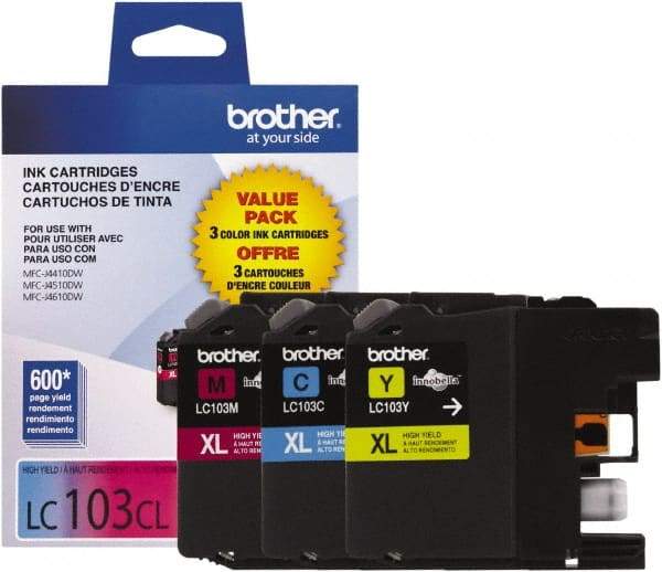 Brother - Cyan, Magenta & Yellow Ink Cartridge - Use with Brother DCP-J152W, MFC-J245, J285DW, J4310DW, J4410DW, J450DW, J4510DW, J4610DW, J470DW, J4710DW, J475DW, J650DW, J6520DW, J6720DW, J6920DW, J870DW, J875DW - Makers Industrial Supply