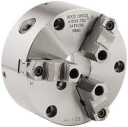 Buck Chuck Company - 3 Jaws, 12" Diam, Self Centering Manual Lathe Chuck - Front Mount, Adjustable, Reversible, 2,300 Max RPM, 4.14" Through Hole Diam, Forged Steel - Makers Industrial Supply