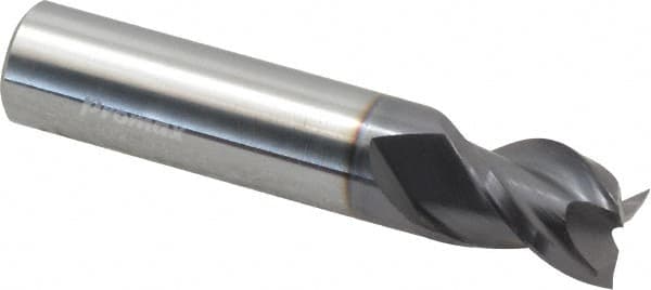 ProMax - 1/2", 5/8" LOC, 1/2" Shank Diam, 2-1/2" OAL, 3 Flute, Solid Carbide Square End Mill - Single End, AlTiN Finish, Spiral Flute, 40° Helix, Centercutting, Right Hand Cut, Right Hand Flute, Series 109 - Makers Industrial Supply