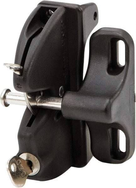 D&D Technologies - 2.830" Bar Latch Length, 3.54" High, Polymer Adjustable Gate Latch - Black Finish, 1.8" Bar Latch Projection, 7/16" Hole Diam - Makers Industrial Supply