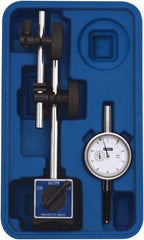 Fowler - 0.001" Graduation, 1" Max Meas, 0-100 Dial Reading, Dial Indicator & Base Kit - 2.3" Base Length x 2" Base Width x 1.8" Base Height, 2-1/4" Dial Diam - Makers Industrial Supply