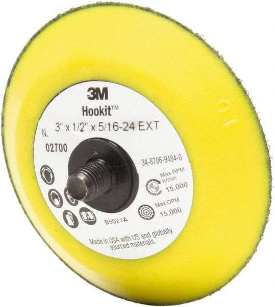 3M - 3" Diam Hook & Loop Disc Backing Pad - 15,000 RPM - Makers Industrial Supply