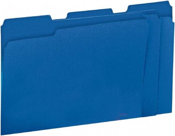 UNIVERSAL - 8-1/2 x 11", Letter Size, Blue, File Folders with Top Tab - 11 Point Stock, 1/3 Tab Cut Location - Makers Industrial Supply