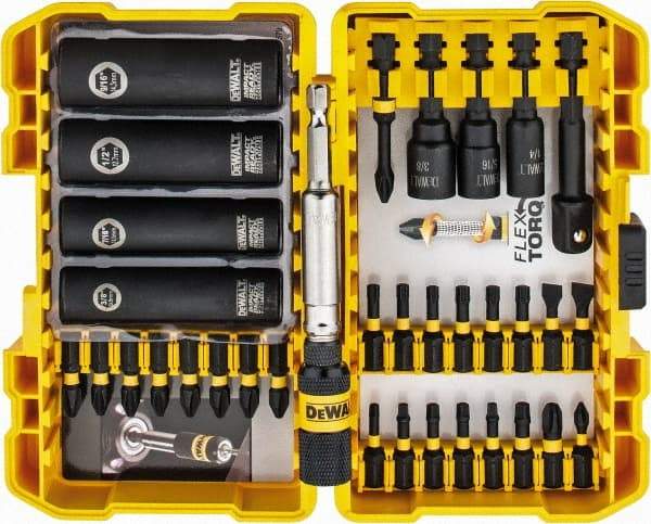 DeWALT - 35 Piece, Screwdriver Insert Bit Set - #1, #2 & #3 Phillips, 1/4 to 3/8" Hex, T20 & T25 Torx, #1, #2 & #3 Pozidriv, #1 to #3 Square Recess - Makers Industrial Supply