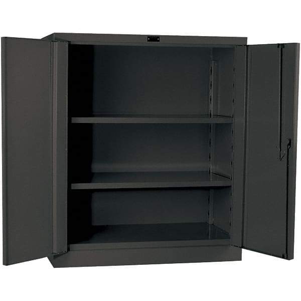 Hallowell - 2 Shelf Locking Storage Cabinet - Steel, 36" Wide x 21" Deep x 42" High, Gray - Makers Industrial Supply