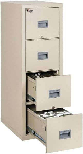 FireKing - 17-3/4" Wide x 52-3/4" High x 25" Deep, 4 Drawer Vertical File - Steel, Parchment - Makers Industrial Supply