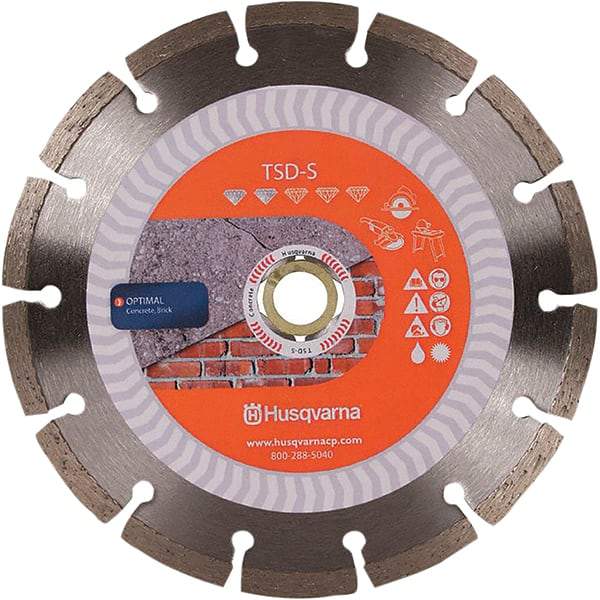 Husqvarna - 4" Diam, 5/8 & 7/8" Arbor Hole Diam, Continuous Edge Tooth Wet & Dry Cut Saw Blade - Diamond-Tipped, Fast Cutting Action, Standard Round Arbor - Makers Industrial Supply